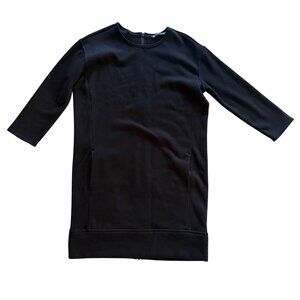Athleta Black Long-Sleeve Dress With Back Zip Closure Size S Fleece Lined Zipper
